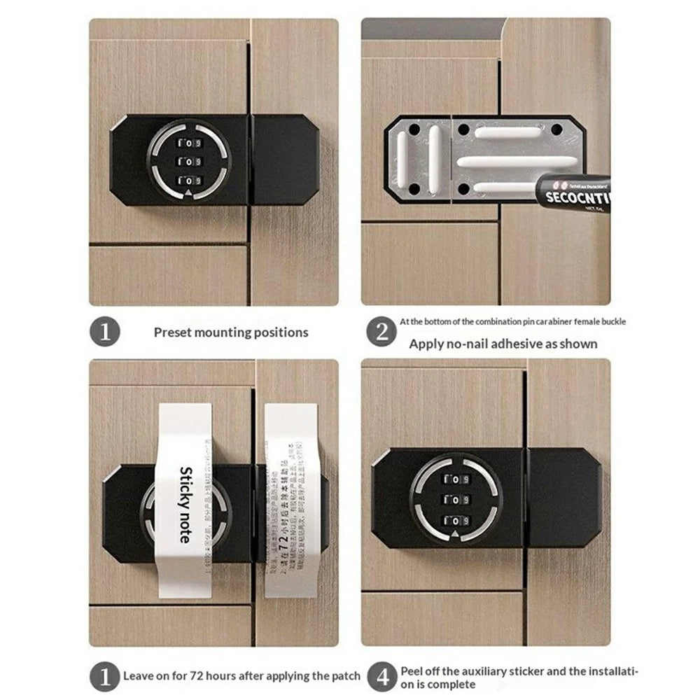 No-Punch Zinc Alloy 3-Digit Combination Pin Lock Security Password Lock for Cabinet Door Drawer - Luminous - 7