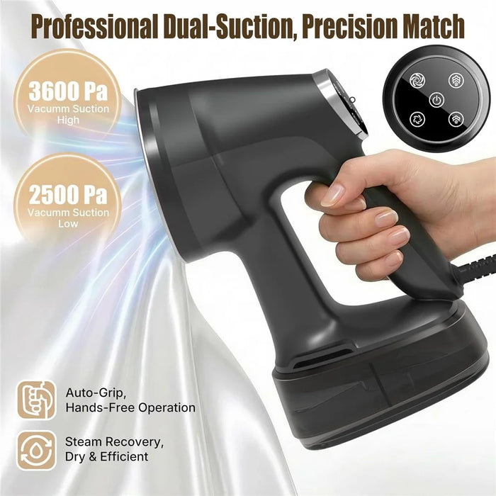 Handheld Steam Iron Garment Steamer 400ml Large Tank LCD Touch Screen Auto-Grip  Ironing Machine Steam Iron for Travel Home - Black  /  EU Plug - 2