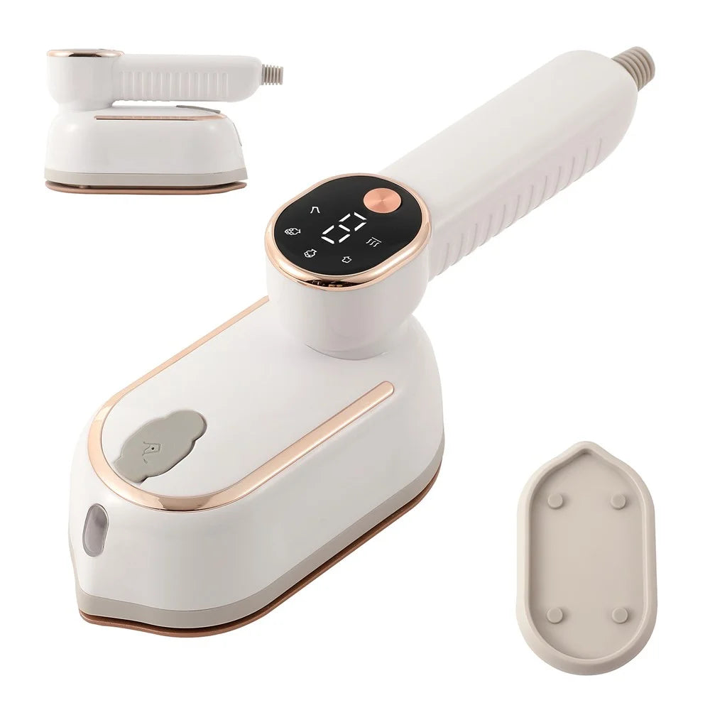 Mini Garment Steamer 2-in-1 Portable Handheld 1200W 180 Degree Rotating Handle Flat Hanging Ironing Machine Steam Iron - White - 1