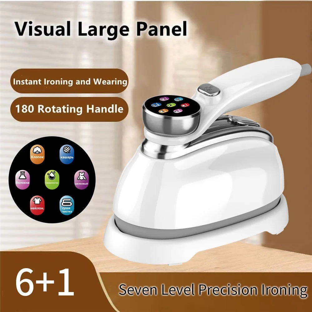 Multi-Function LCD Handheld Garment Steamer with Colorful LCD Display 1300W Portable Steam Iron for Home Travel - White - 5
