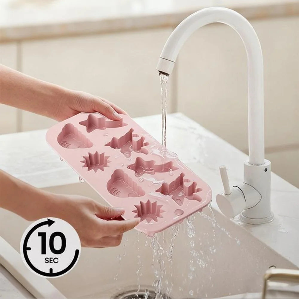 JSC4617 8-Grid Rainbow Unicorn Sun Star Food Grade Silicone Chocolate Baking Mold Non-Stick Easy Release Cake Making Mold (BPA-Free, No FDA Certified) - Pink - 3
