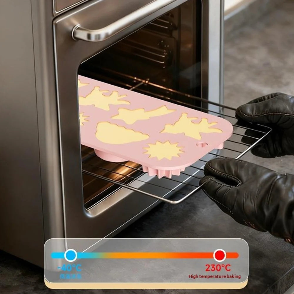 JSC4617 8-Grid Rainbow Unicorn Sun Star Food Grade Silicone Chocolate Baking Mold Non-Stick Easy Release Cake Making Mold (BPA-Free, No FDA Certified) - Pink - 5