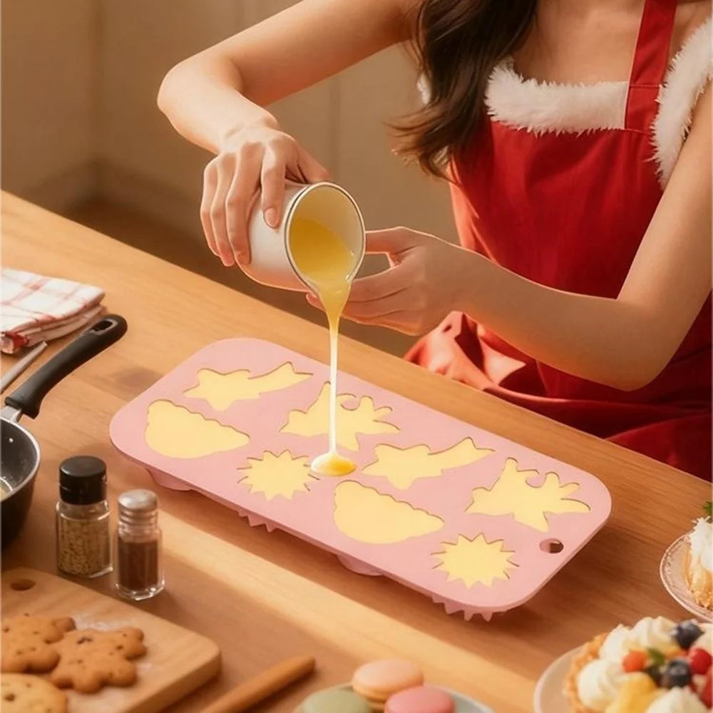 JSC4617 8-Grid Rainbow Unicorn Sun Star Food Grade Silicone Chocolate Baking Mold Non-Stick Easy Release Cake Making Mold (BPA-Free, No FDA Certified) - Pink - 6