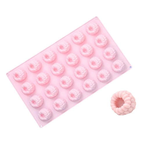 JSC4540 24-Grid Raspberry Food Grade Silicone Mold Non-Stick Easy Release Making Mold for Mousse Cake Chocolate (BPA-Free, No FDA Certified) - Pink - 1