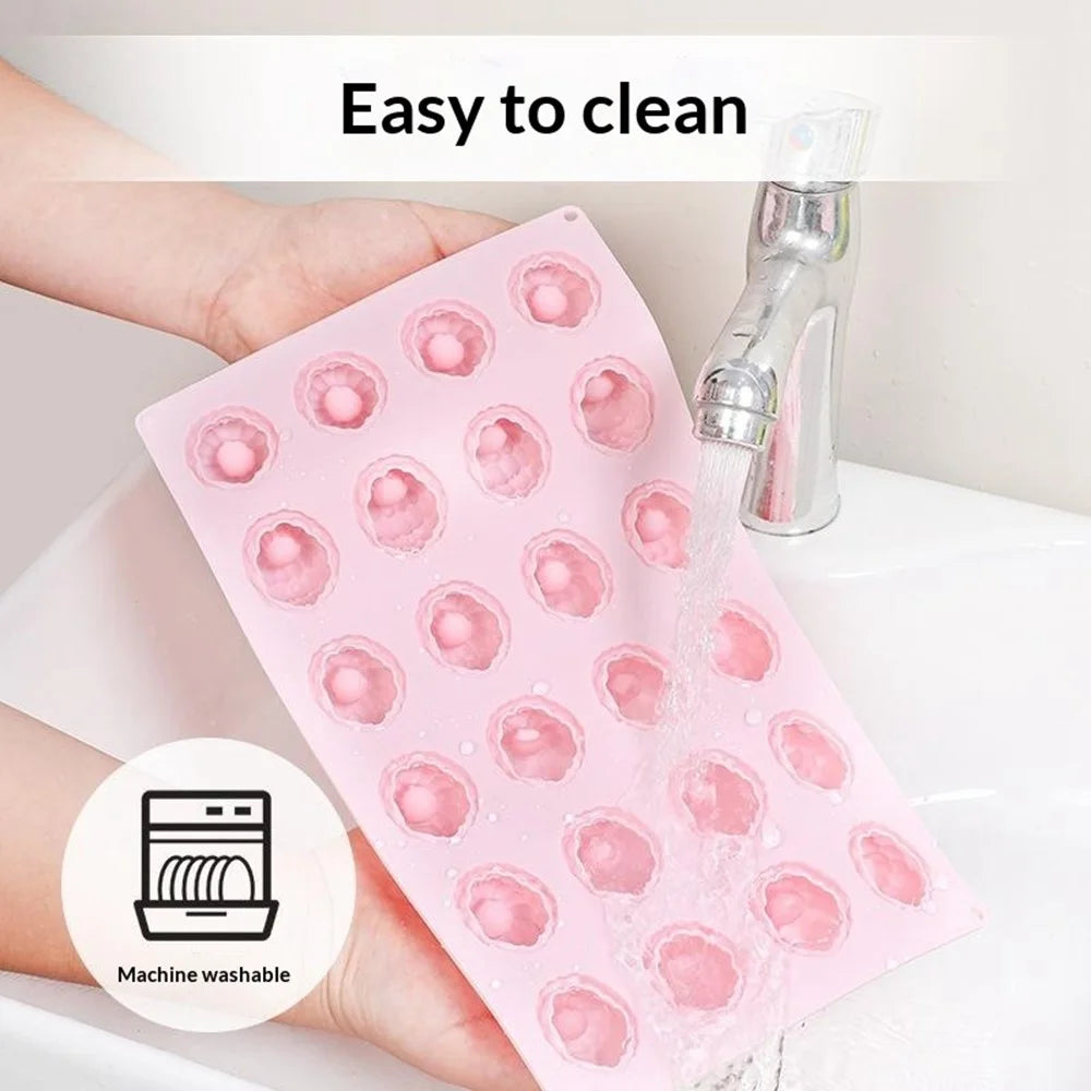 JSC4540 24-Grid Raspberry Food Grade Silicone Mold Non-Stick Easy Release Making Mold for Mousse Cake Chocolate (BPA-Free, No FDA Certified) - Pink - 2