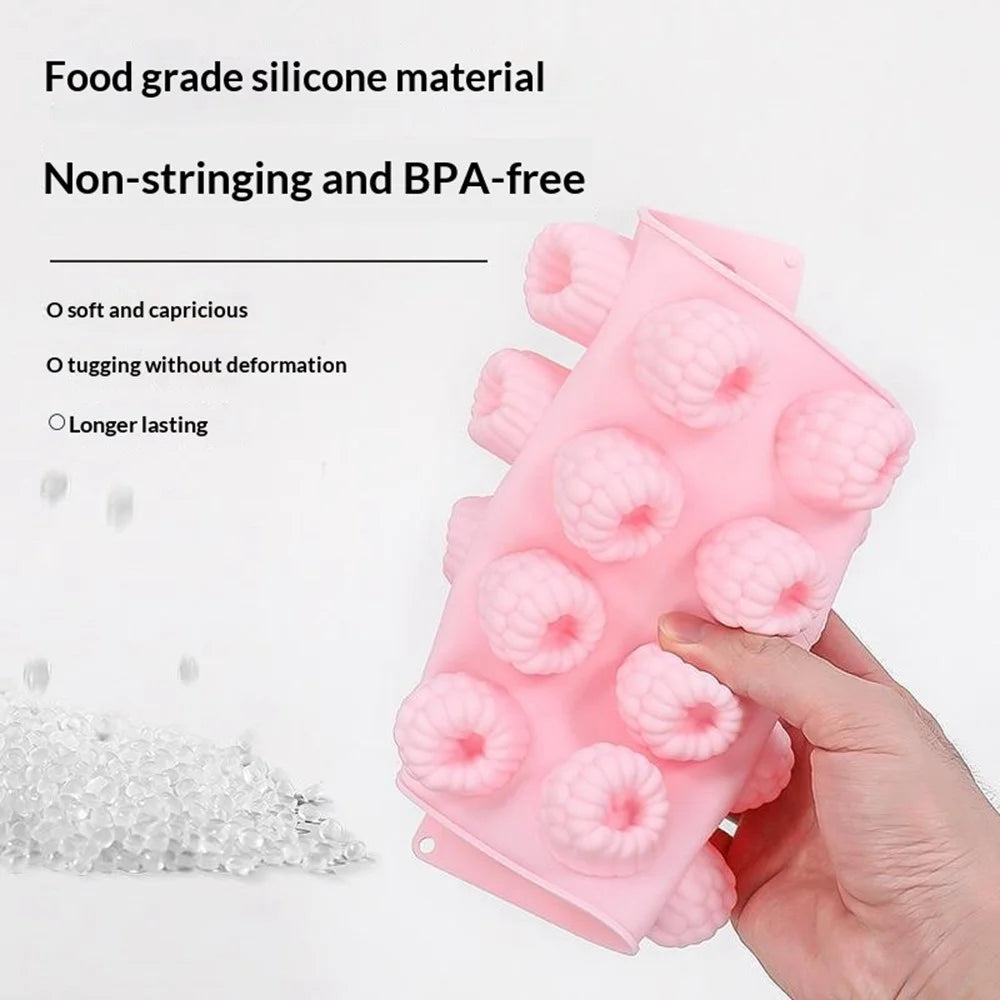 JSC4540 24-Grid Raspberry Food Grade Silicone Mold Non-Stick Easy Release Making Mold for Mousse Cake Chocolate (BPA-Free, No FDA Certified) - Pink - 3