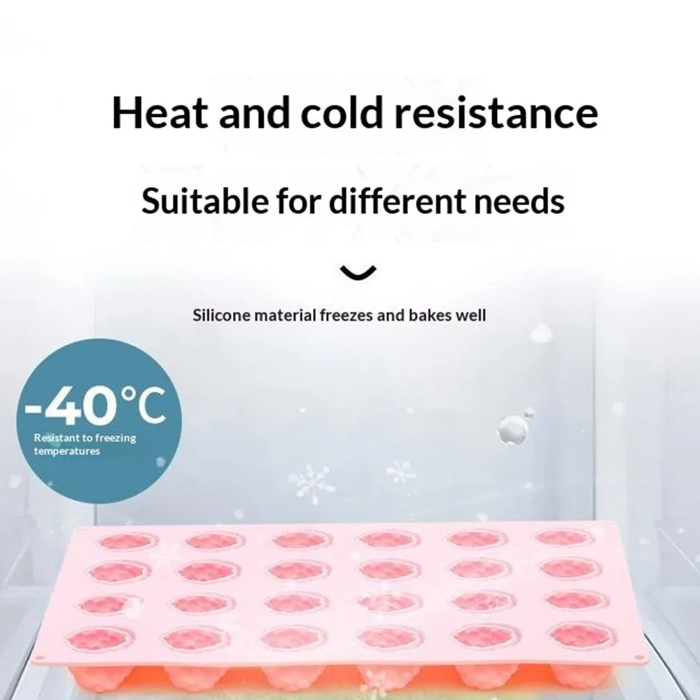 JSC4540 24-Grid Raspberry Food Grade Silicone Mold Non-Stick Easy Release Making Mold for Mousse Cake Chocolate (BPA-Free, No FDA Certified) - Pink - 4