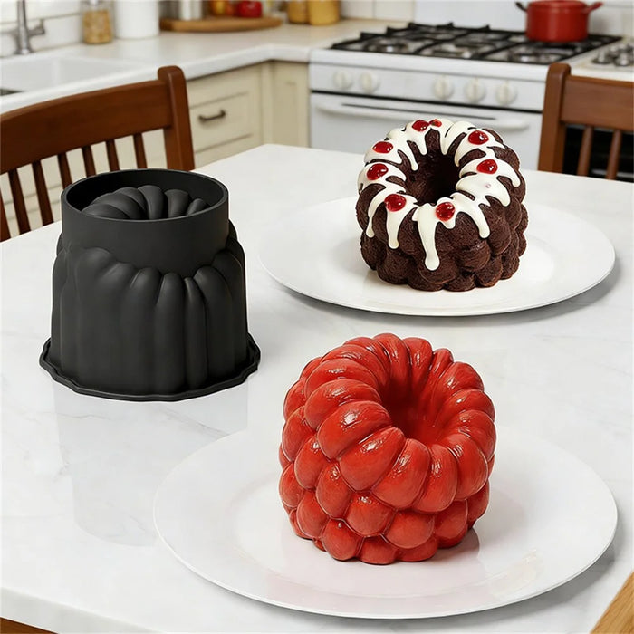 4 Inch Large Raspberry Shape Mousse Cake Mold Food-Grade Silicone Candle Berry Mold for Cake Baking (BPA-Free, No FDA Certified) - Black - 2