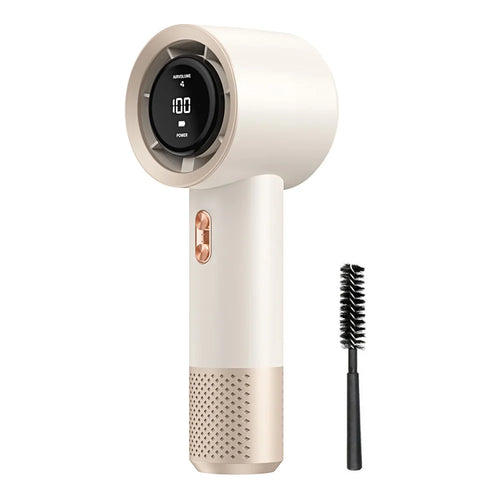 199-Speed Mini Portable Handheld Fan Digital Display 3000mAh Battery Type-C Charging Cooling Fan - Beige - 1