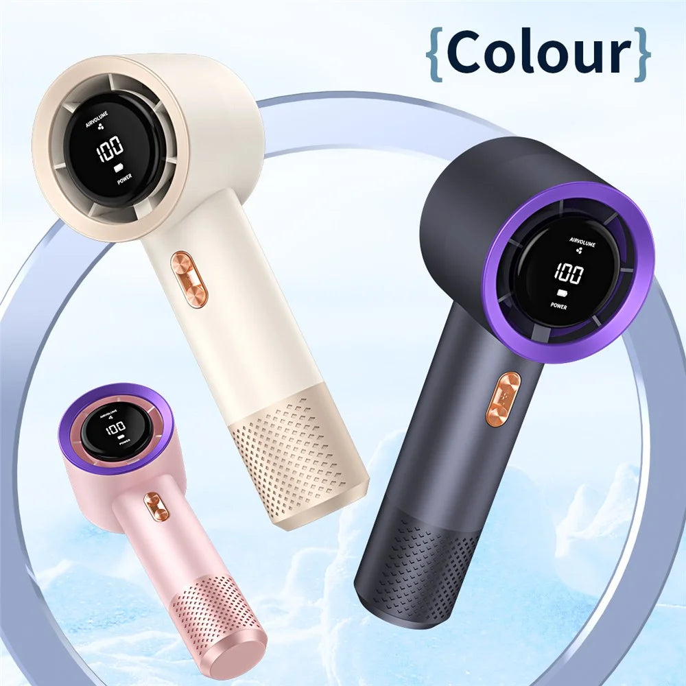 199-Speed Mini Portable Handheld Fan Digital Display 3000mAh Battery Type-C Charging Cooling Fan - Beige - 5