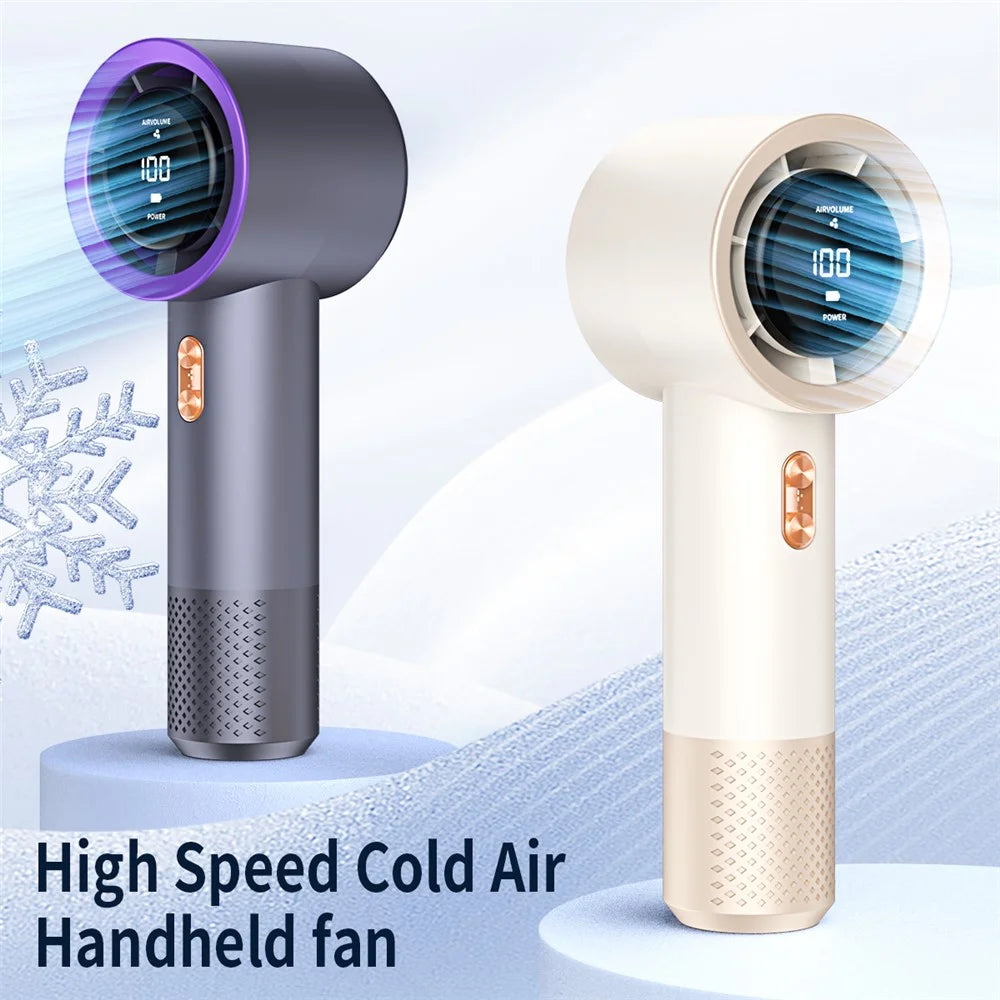 199-Speed Mini Portable Handheld Fan Digital Display 3000mAh Battery Type-C Charging Cooling Fan - Beige - 4