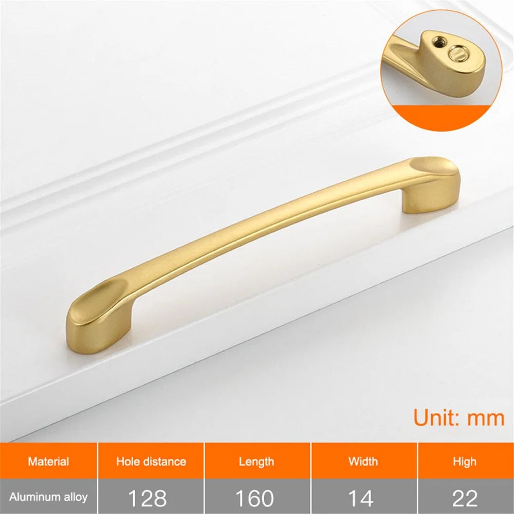 Aluminum Alloy Cabinet Handle Door Handle Furniture Pull for Kitchen Cupboard Dresser Drawer, 22mm Screw - 8103-128 Gold - 2