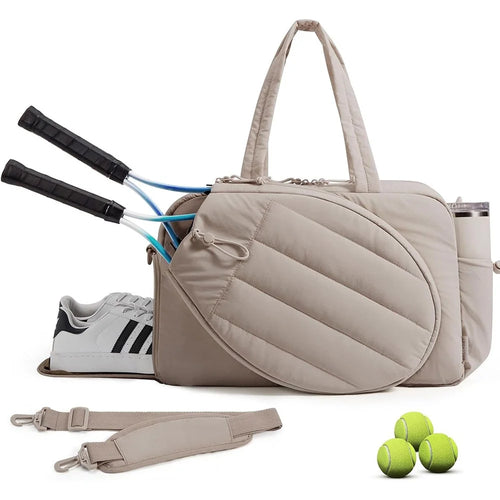 Tennis Duffle Bag Travel Sports Gym Bag with Racket Compartment Shoe Pocket for Pickleball Badminton - Camel - 1