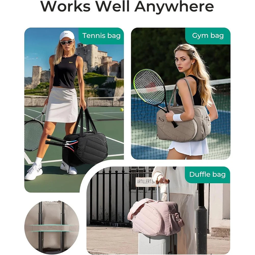 Tennis Duffle Bag Travel Sports Gym Bag with Racket Compartment Shoe Pocket for Pickleball Badminton - Camel - 4
