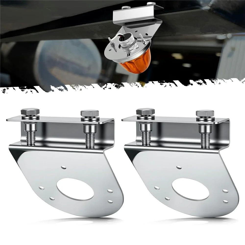 2Pcs 304 Stainless Steel Clamp-On Light Bracket 5 Degree Angle  Mounting Watermelon Lights Holder for Semi Truck - 45 Degree Angle - 1