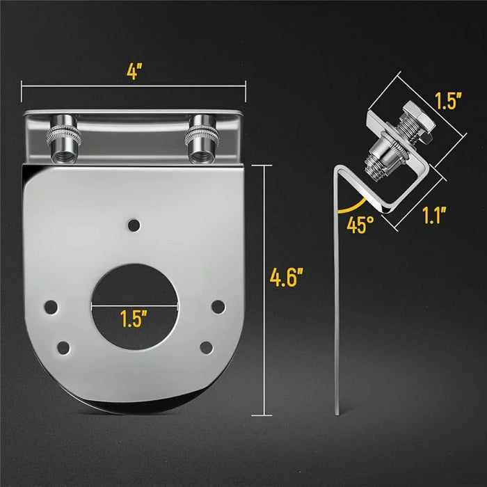 2Pcs 304 Stainless Steel Clamp-On Light Bracket 5 Degree Angle  Mounting Watermelon Lights Holder for Semi Truck - 45 Degree Angle - 5