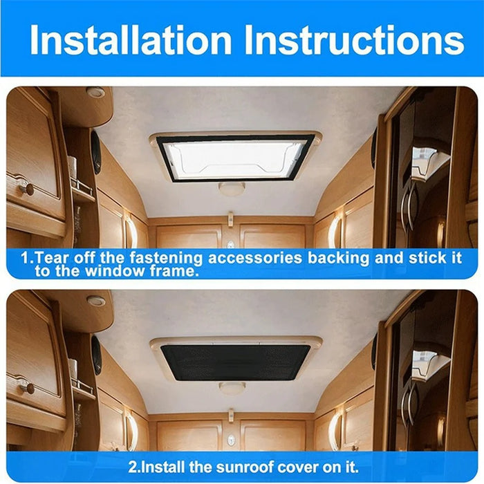 2Pcs 16.3x16.3 inch RV Skylight Cover 4-Layer Magic Tape Insulated Shade for 14x14 inch Vent Travel Trailer - 2