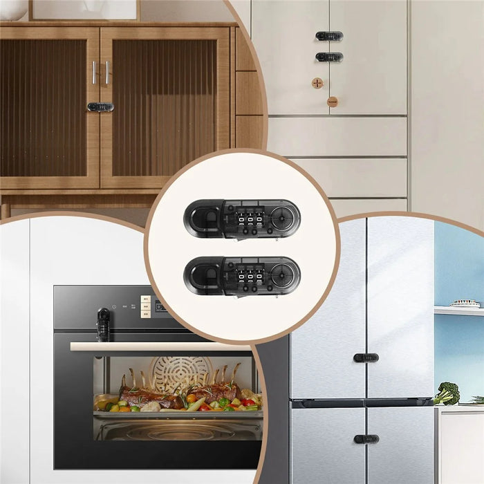 2Pcs Keyless Combination Cabinet Lock 3-Digit Password Child Pet Proof Drawer Fridge Safety Lock - Black - 5