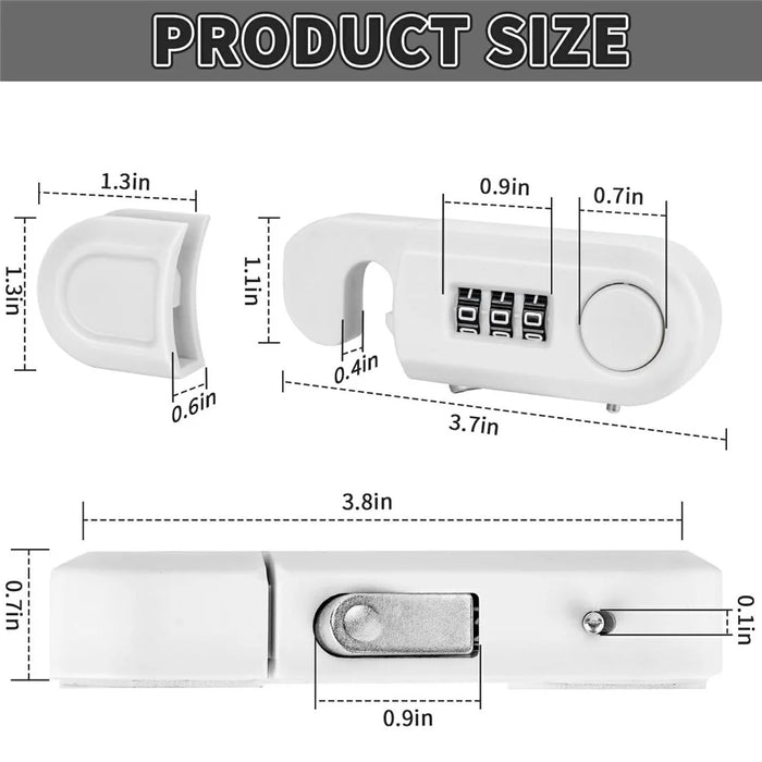2Pcs Keyless Combination Cabinet Lock 3-Digit Password Child Pet Proof Drawer Fridge Safety Lock - Black - 7
