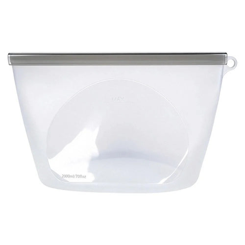 500ml Food Grade Silicone Reusable Storage Bags Double Seal Microwave Freezer Safe Food Fresh-Keeping Sealing Pouch (BPA-Free, LFGB Certified) - Transparent - 1