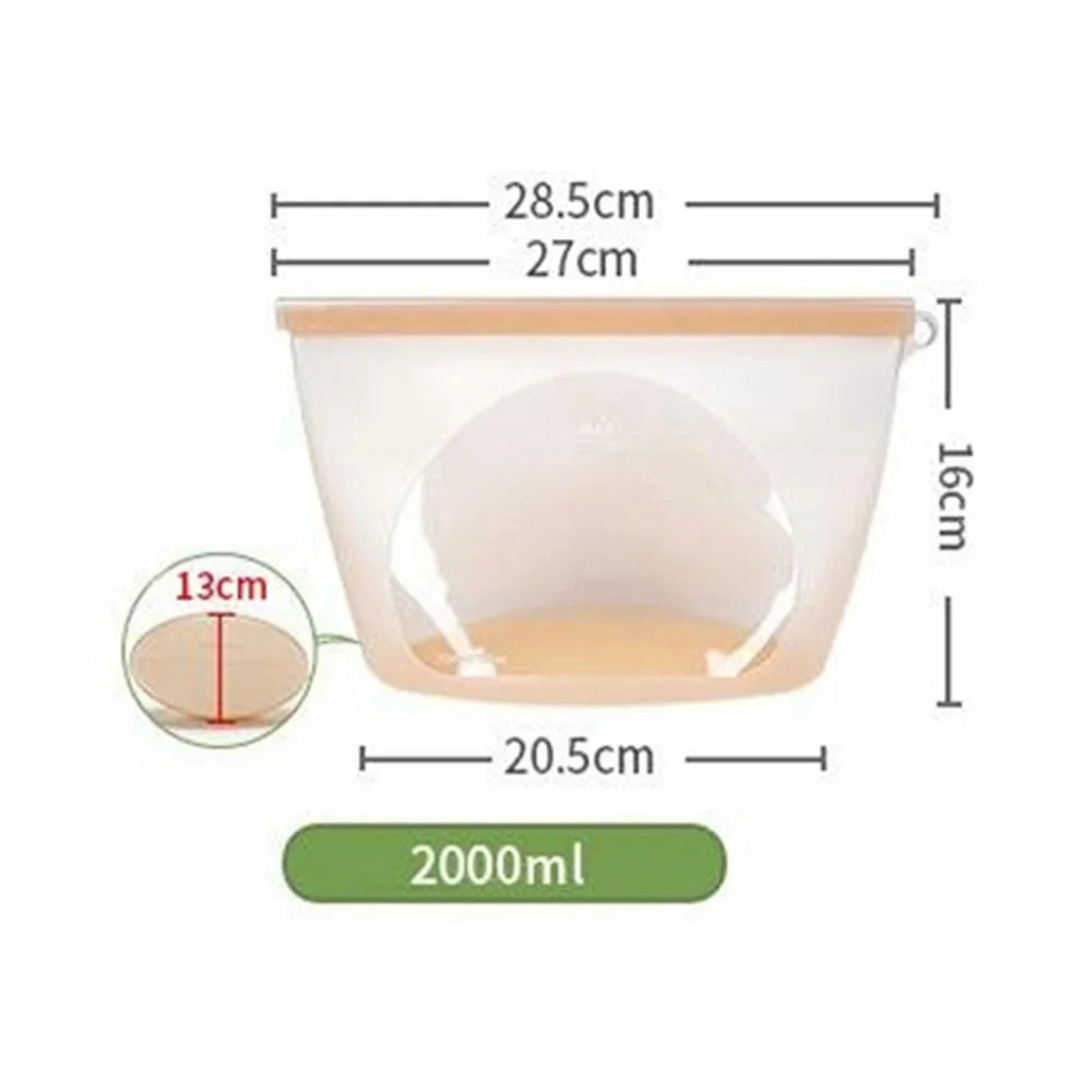2000ml Food Grade Silicone Reusable Storage Bags Double Seal Microwave Freezer Safe Food Fresh-Keeping Sealing Pouch (BPA-Free, LFGB Certified) - Transparent - 6