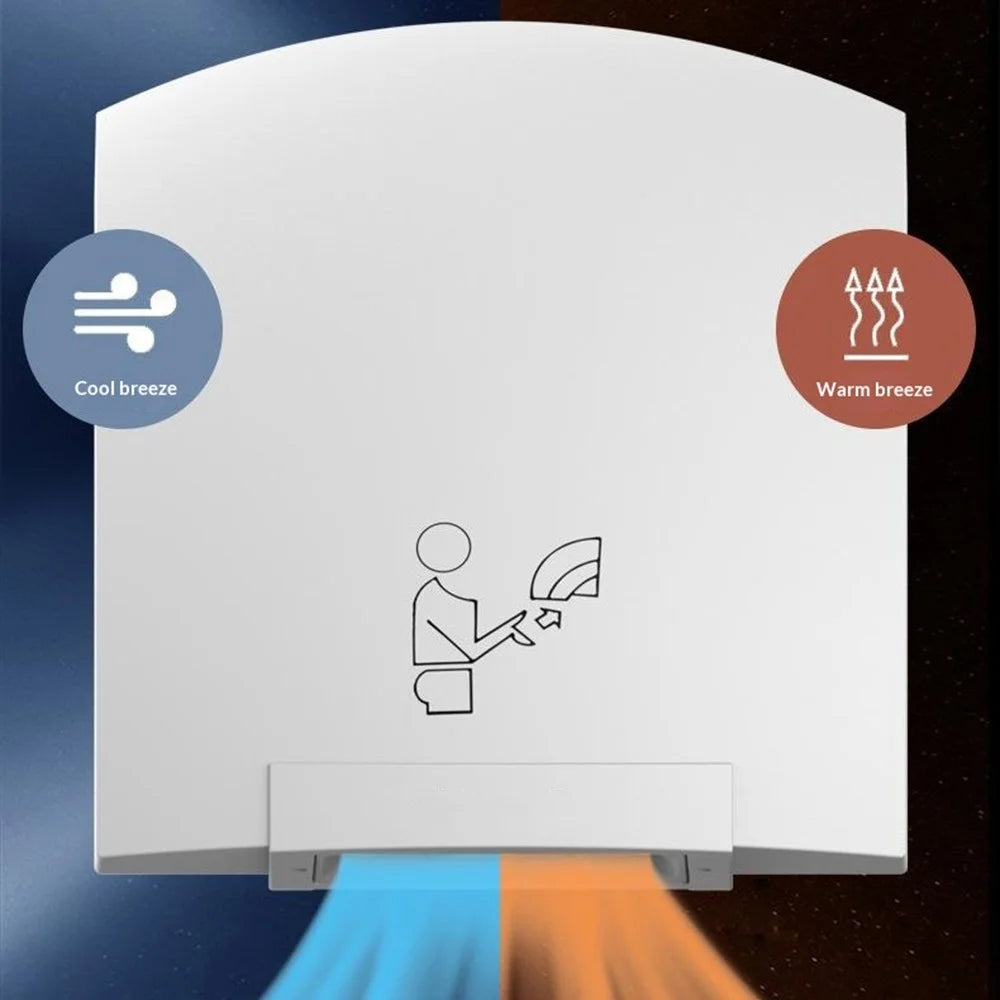 905 Cold Hot Air Automatic Hand Dryer 1200W Electric Wall Mount Sensor Hand Drying Machine for Home Office - White  /  EU Plug - 7