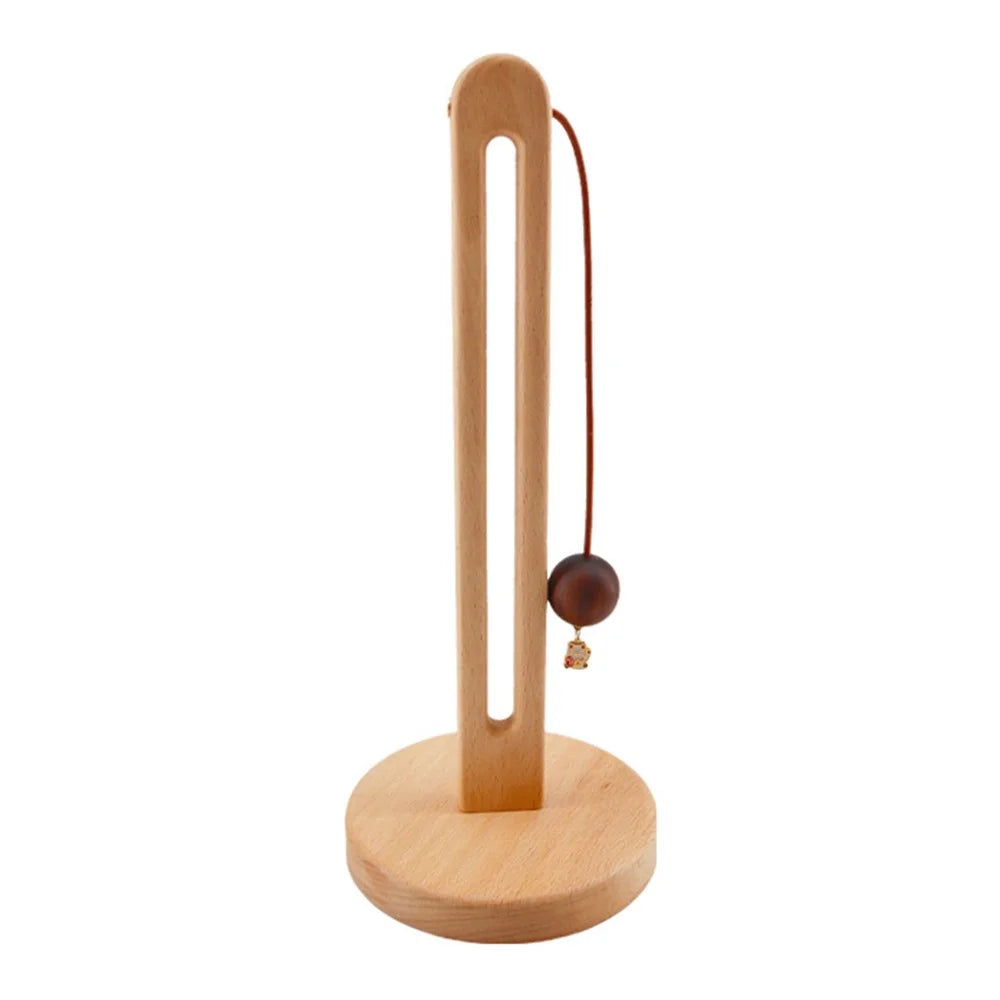 12.5x29cm Beech Wood Paper Towel Holder Desktop U-Shape Kitchen Roll Holder Stand Cling Film Storage Rack - Rabbit Pendant - 2