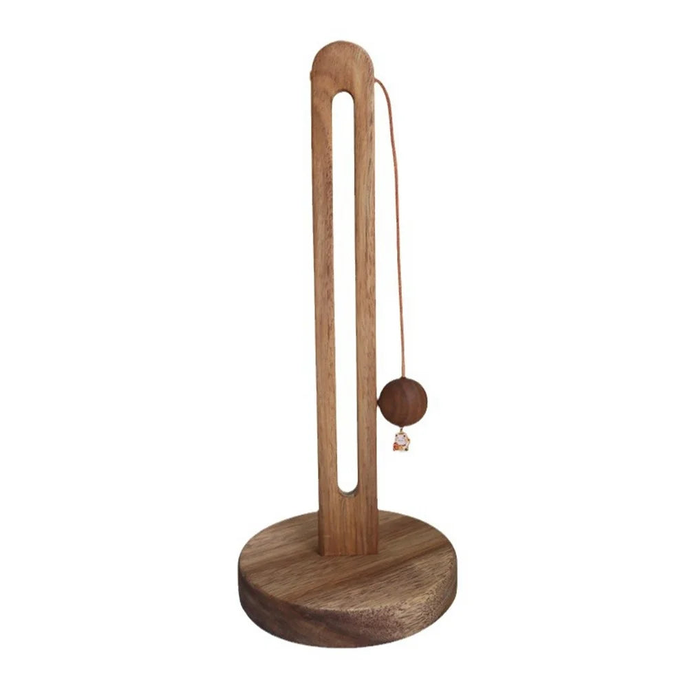 13x31cm Acacia Wood Paper Towel Holder Desktop U-Shape Kitchen Roll Holder Stand Cling Film Storage Rack - Rabbit Pendant - 2