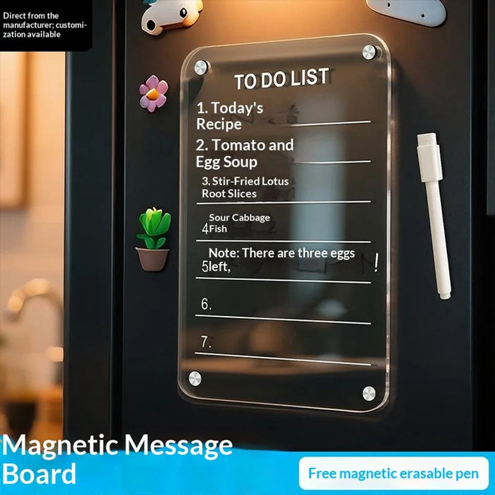 20x30cm Magnetic Whiteboard Acrylic Erasable Message Board with Marker Pen for Refrigerator - TO DO LIST - 3