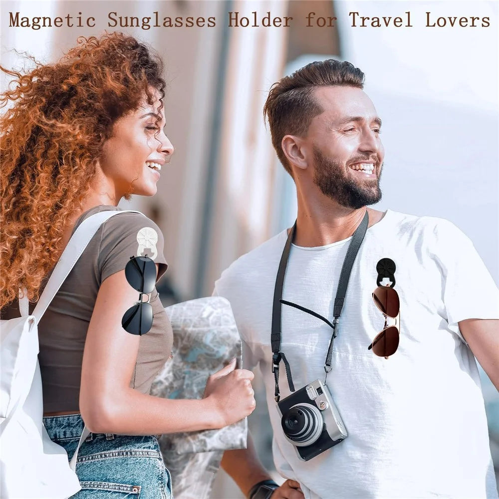 Silicone Magnetic Glasses Holder Clip Daisy Design Waterproof Sunglasses Reading Glasses Holder for Outdoor Travel - Grey - 2
