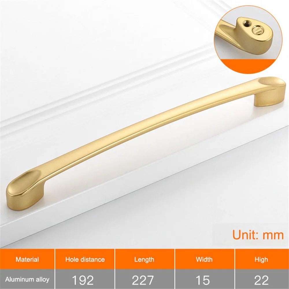 Drawer Cabinet Modern Handle Aluminum Alloy Door Drawer Cupboard Pull Furniture Hardware, 22mm Screw - 8103-192 Gold - 2