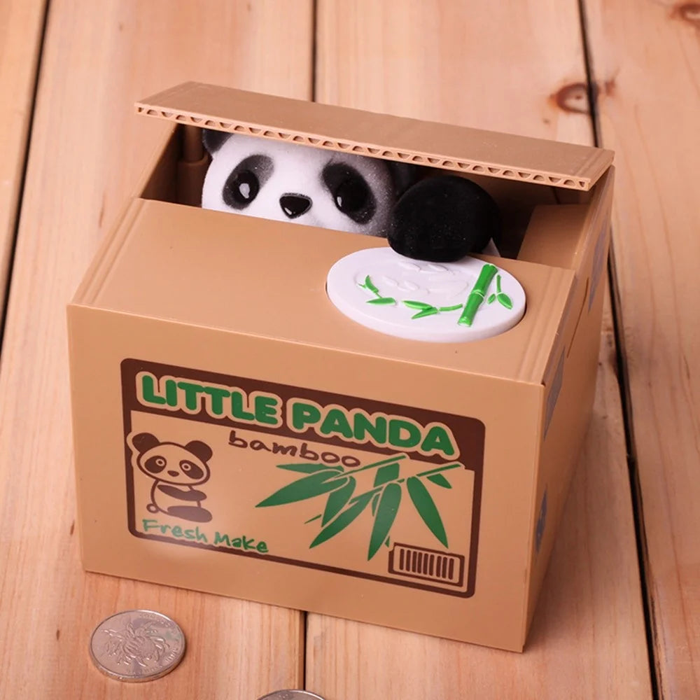 Cute Cartoon Coin Stealing Piggy Bank Electric Money Box Interactive Toy for Children - Panda - 3