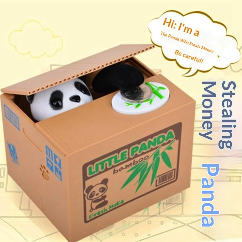 Cute Cartoon Coin Stealing Piggy Bank Electric Money Box Interactive Toy for Children - Panda - 4