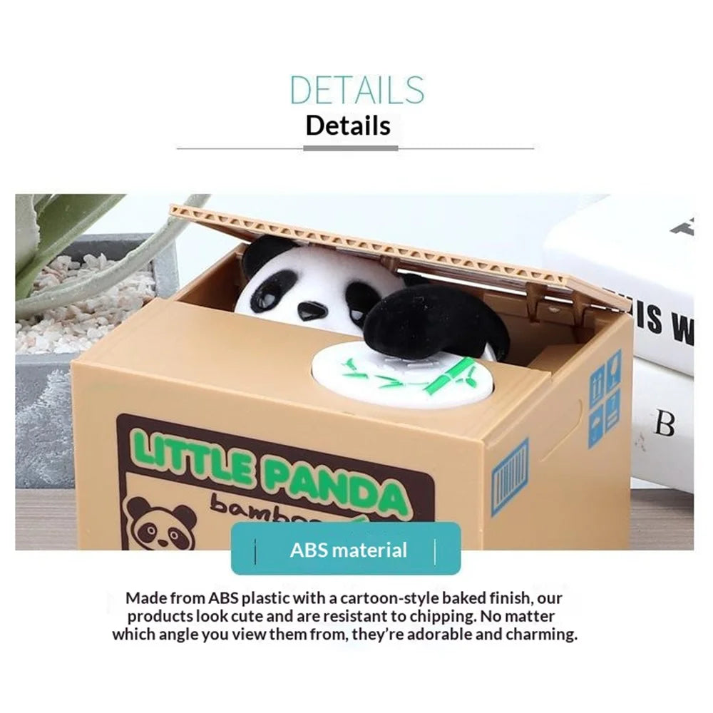 Cute Cartoon Coin Stealing Piggy Bank Electric Money Box Interactive Toy for Children - Panda - 6