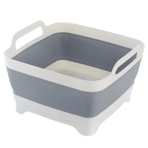 Collapsible Kitchen Strainer Basket with Dual Handles Square Drain Basket for Vegetable Fruit Washing - Grey+White - 1