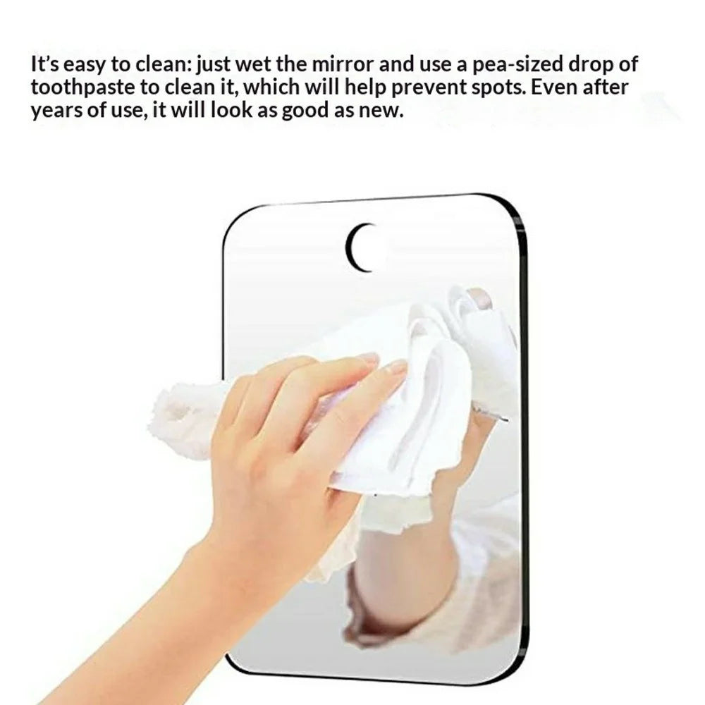 20x25cm Anti-Fog Bathroom Mirror with Hanging Hole PS+Acrylic Wall Mounted Shaving Washroom Accessories - 3