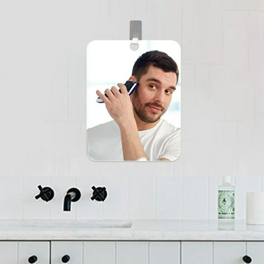 20x25cm Anti-Fog Bathroom Mirror with Hanging Hole PS+Acrylic Wall Mounted Shaving Washroom Accessories - 5