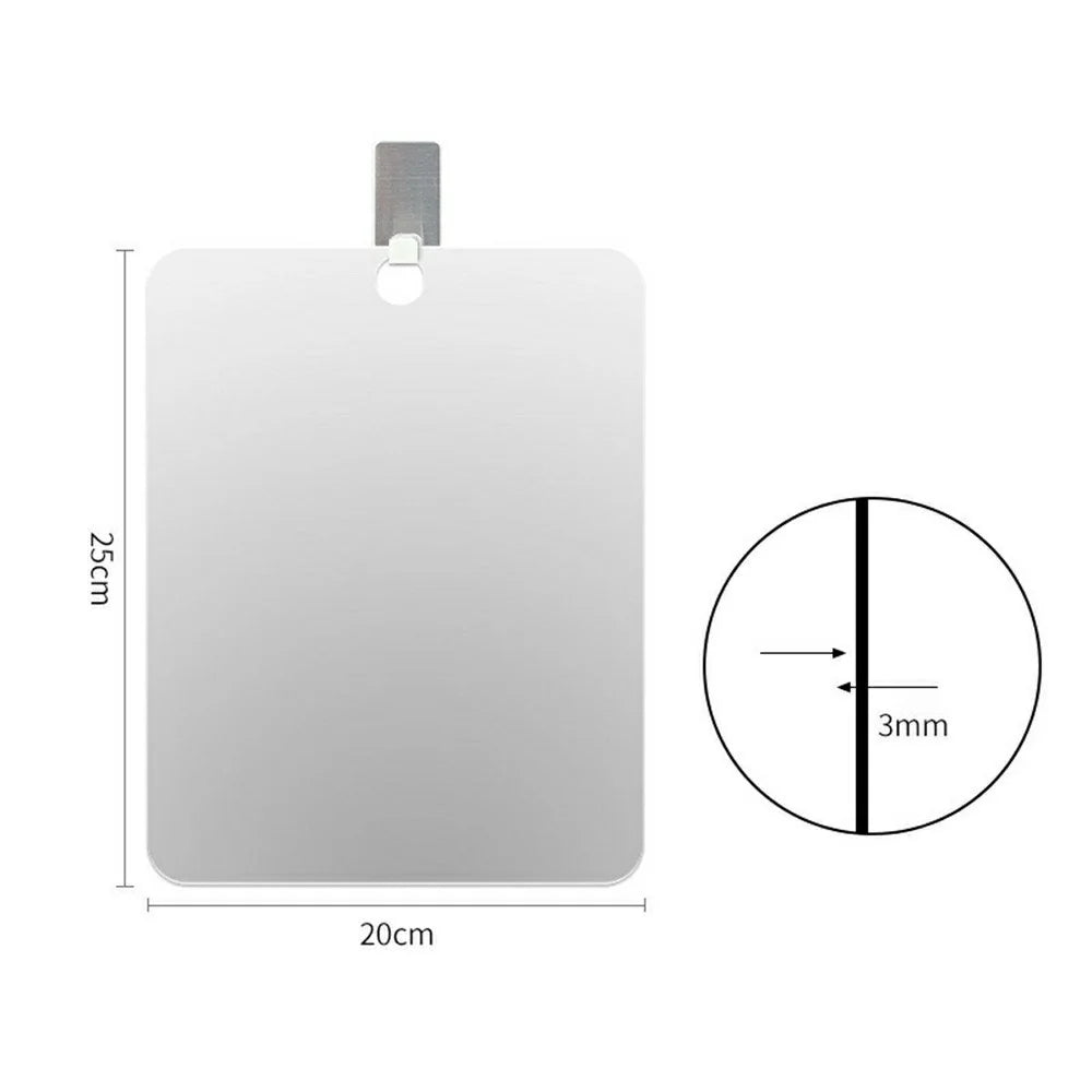 20x25cm Anti-Fog Bathroom Mirror with Hanging Hole PS+Acrylic Wall Mounted Shaving Washroom Accessories - 7