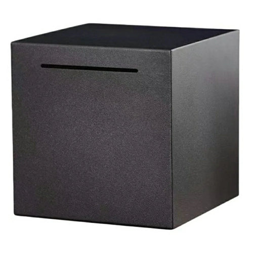 12x12cm Cube Shape Stainless Steel Piggy Bank Money Saving Box for Coin Cash Storage - Black - 1