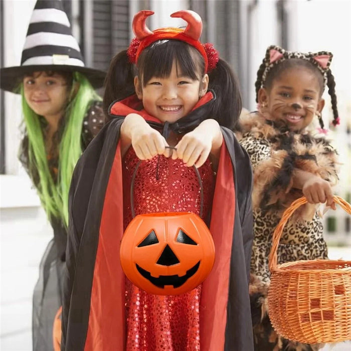 11x11x8.5cm Halloween Pumpkin Bucket Orange Plastic Candy Pail with Handle Jack-O-Lantern for Trick or Treat - 5