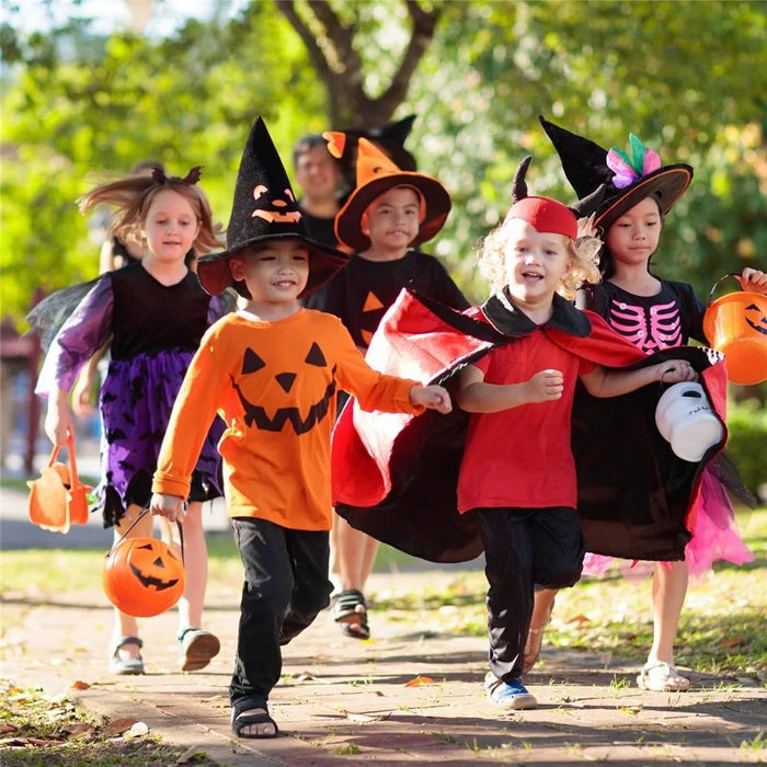 11x11x8.5cm Halloween Pumpkin Bucket Orange Plastic Candy Pail with Handle Jack-O-Lantern for Trick or Treat - 7