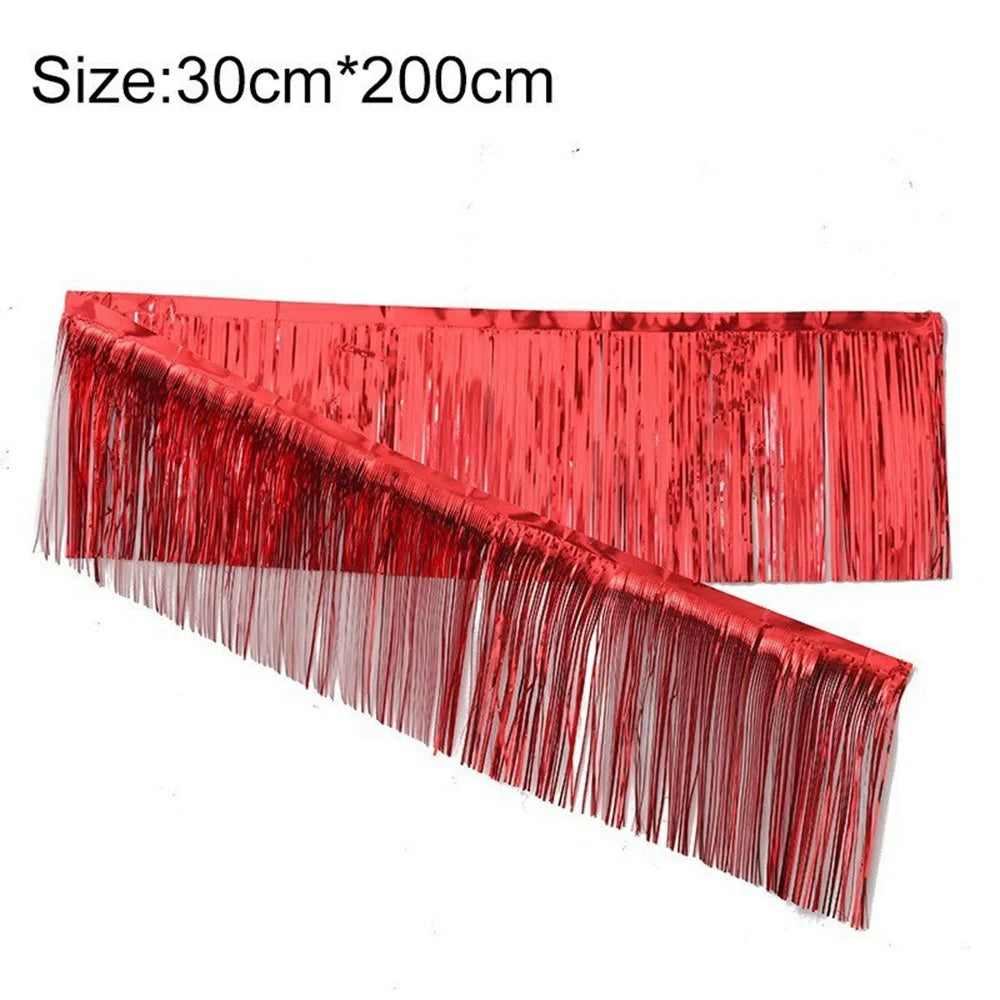 200x30cm Metallic Fringe Garland Shimmery Foil Curtain Backdrop Hanging Decoration for Birthday Party - Gold - 5