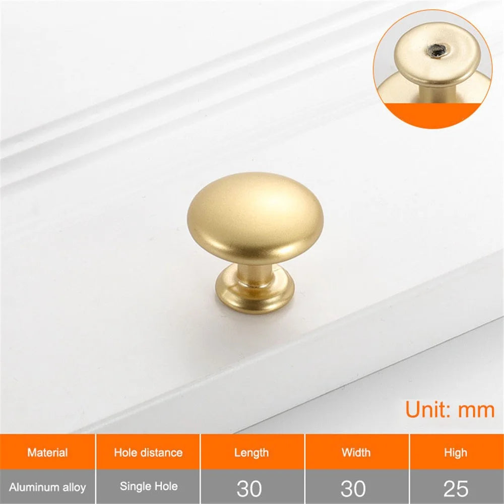 Cabinet Pull Handle Aluminium Alloy Drawer Cupboard Wardrobe Furniture Door Knob with 22mm Screw, Single Hole - 8111 Gold - 2