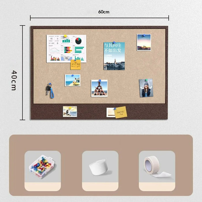 40x60cm No Drill Felt Message Board Magic Tape Backing Photo Display Wall Bulletin Board - Dark Brown - 6