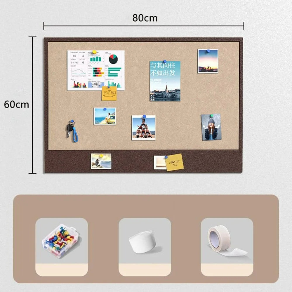 60x80cm No Drill Felt Message Board Magic Tape Backing Photo Display Wall Bulletin Board - Dark Brown - 6