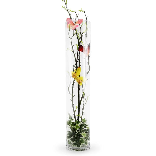 50x10cm Glass Vase Wide Mouth Tall Cylinder Water Plants Flowers Floor Vase for Home Decor - 1