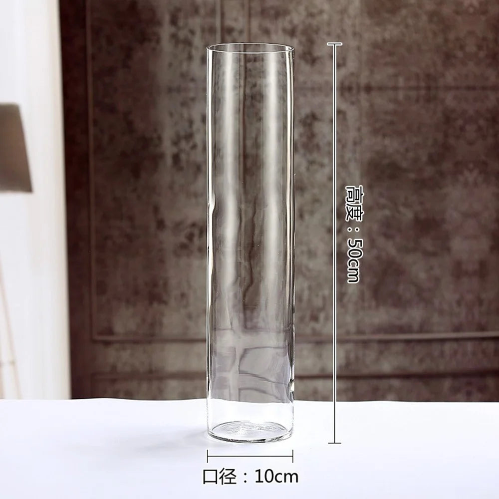 50x10cm Glass Vase Wide Mouth Tall Cylinder Water Plants Flowers Floor Vase for Home Decor - 6