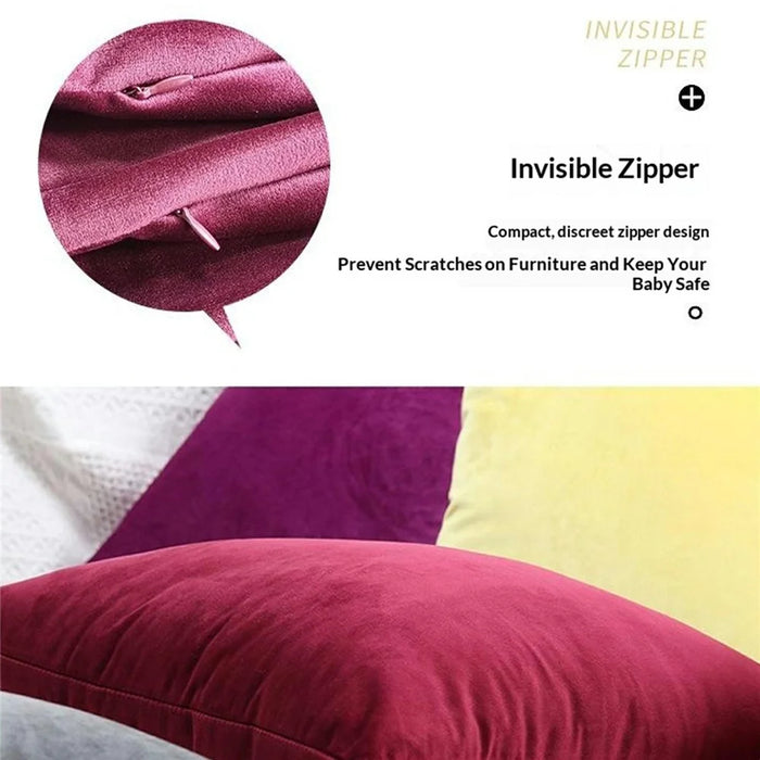 1Pc 45x45cm Soft Velvet Cushion Cover with Hidden Zipper Solid Color Throw Pillow Case for Sofa Bed - Blackish Green - 2