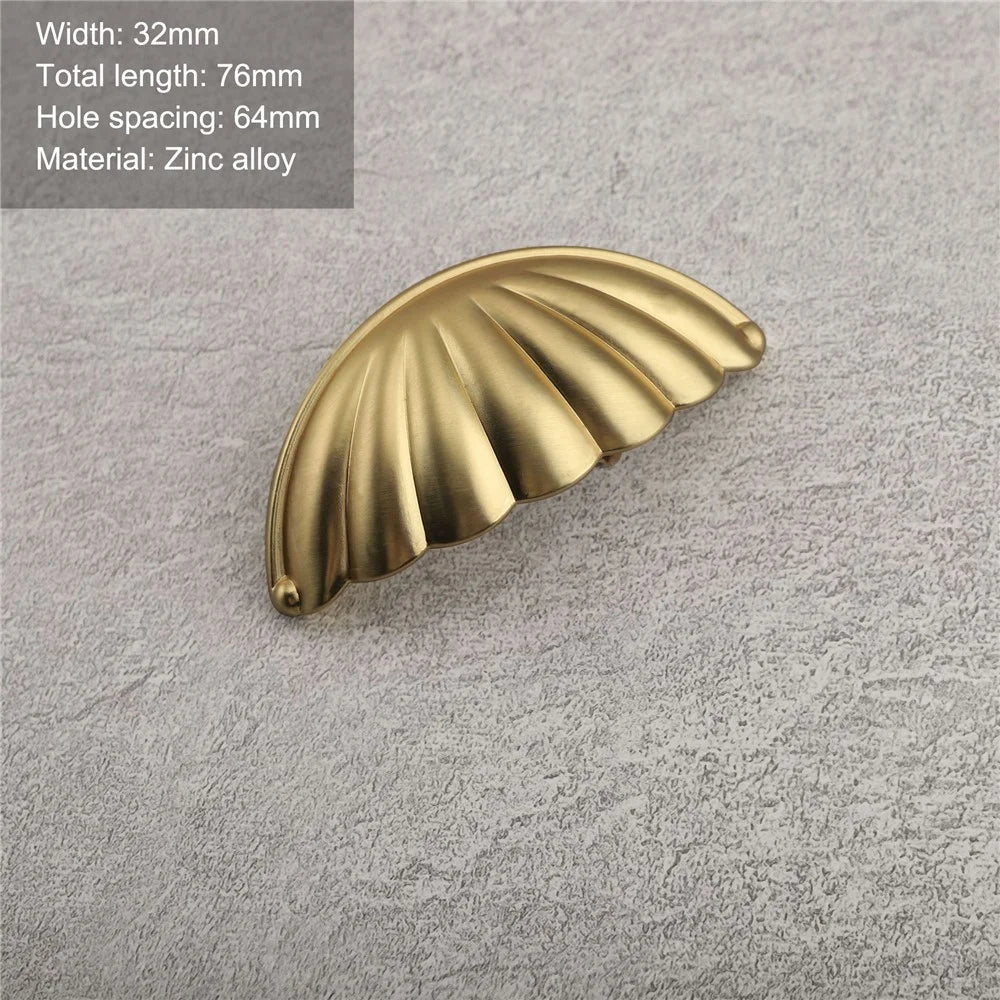 Shell Shape Retro Zinc Alloy Cabinet Furniture Pull Handle Drawer Cupboard Wardrobe Door Handle with 25mm Screw - Gold - 2