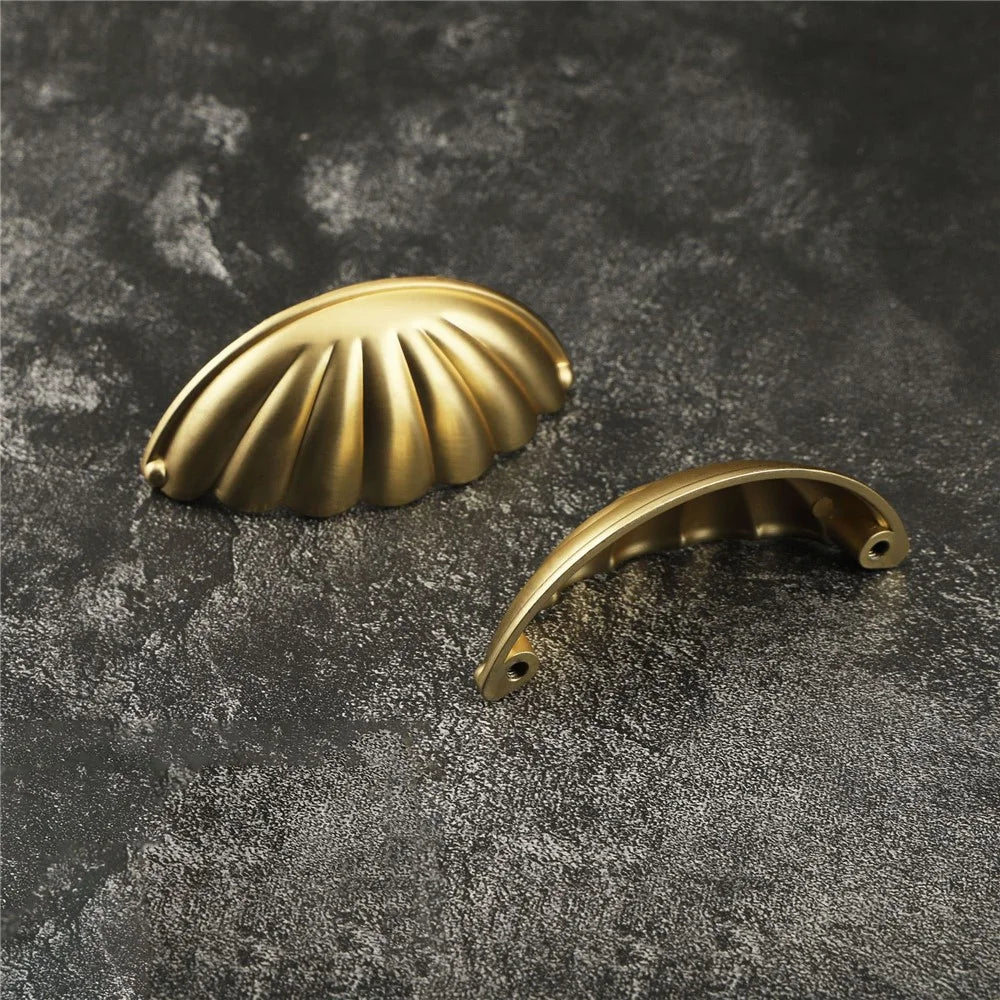 Shell Shape Retro Zinc Alloy Cabinet Furniture Pull Handle Drawer Cupboard Wardrobe Door Handle with 25mm Screw - Gold - 3